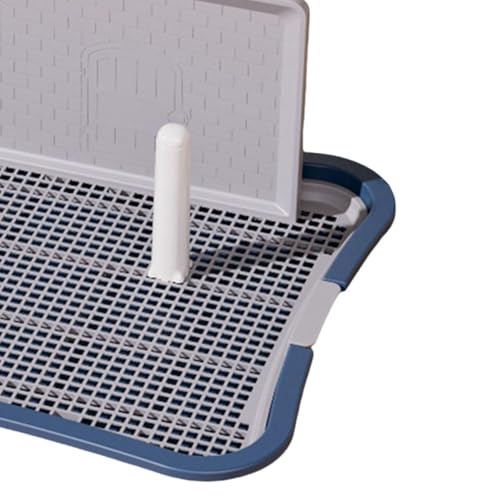 HouseVibe Indoor Dog Potty Tray with Protection Wall and Removable Post No Spilling Puppy Training Toilet for Apartment Bunny Small Medium Dogs- Large Dark Blue - color: Large Dark Blue