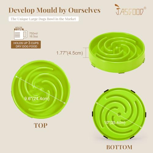 JASGOOD Slow Feeder Dogs Bowl for Large Medium Dogs,Anti-Gulping Pet Slower Food Feeding Bowls Stop Bloat,Preventing Choking Healthy Design Dogs Bowl - color: P-grass green