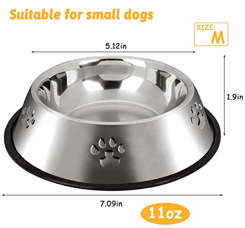 Hamiledyi Stainless Steel Dog Cat Bowl with Rubber Base 4 Pack Pet Feeder and Water Bowls Stackable Non-Slip Puppy Dishes for Small Medium Animals Kitten Rabbit - size: Medium