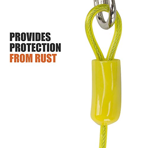 BV Dog Tie Out Cable 25 Feet - Heavy Duty Dog Lead Up to 35 Pounds - Reflective & Rust-Free with Quick Release Swivel Clips & 360° Rotating Clasp - Tangle-Free Dogs Runner for Yard (Yellow, Single) - color: 35lbs/ 25ft/ Yellow, style: Single