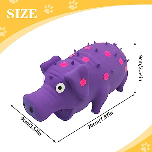 Andiker Dog Squeaky Toy, Dots Latex Dog Chew Toys with a Oinks Sound Squeaker Grunting Pig Dog Toy Durable Self Play 8" Dogs Squeeze Toy for Dental Biting Chasing to Kill Boring Time (Purple) - color: Purple