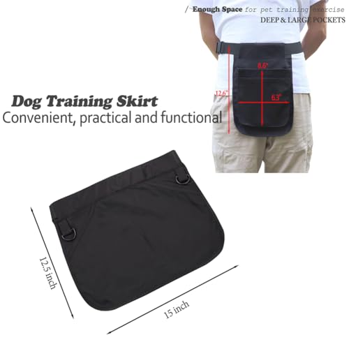 Dog Trainer Treat Belt Pouch Waist Apron with Detachable Large Deep Pockets | Adjustable Fit, Tool Pockets Expand, Large Spacious for Leashes, Balls, Toys, & Phone/Keys, Zippers Bag