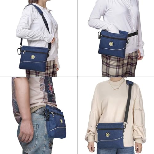 Viklluyr Dog Treat Pouch Bag with Magnetic Closure, Dog Food Carrier with Removable Inner Pocket, Perfect Dog Training Bag for Agility Training - Including Carabiner - color: Blue, size: M