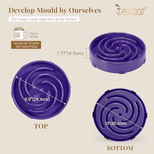 JASGOOD Slow Feeder Bowl for Large Dogs, Anti-Gulping Pet Bowl, Prevents Bloat & Choking - color: N-Taro purple
