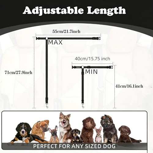 Secure Buckle Dog Seat Belt – 15.7~21.7 Inches Adjustable Pet Tether for Vehicle Safety - Purple