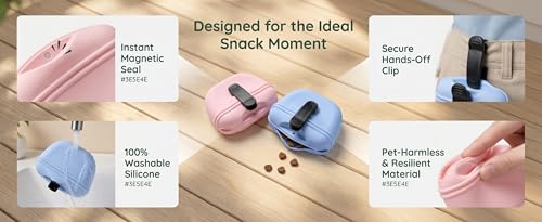 2 Pack Silicone Dog Treat Pouch with Magnetic Closure Hands-Free Training Bag with Belt Clip for Walking Agility Easy Clean Pet Snack Holder-Blue Pink - color: BLU-PNK