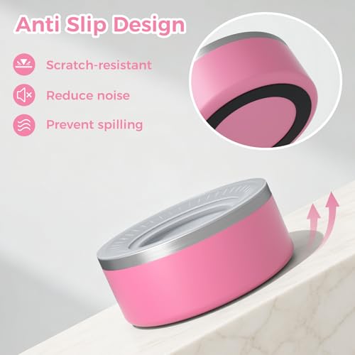 WENBOKMIN Stainless Steel Dog Water Bowl, Slow Dog Bowls with Non Slip Bottom, No Spill Detachable and Easy to Clean, Keep Xerosis Pilorum, 64oz, Pink - color: Pink