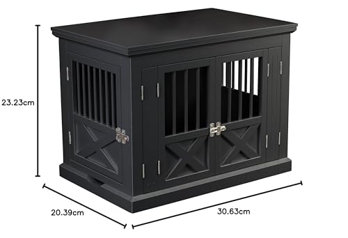 Merry Products Triple Door Medium Dog Crate, Dog Kennel, Dog Cage - color: Black