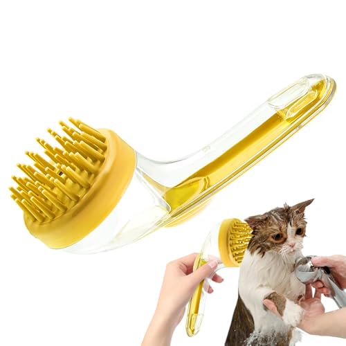 Dog Bath Brush | Shampoo Dispenser Dog Scrubber Massage Brush,Silicone Bristle Grooming Tool Cleaner Reusable Shower Accessories for Small Animals Long Short Hair