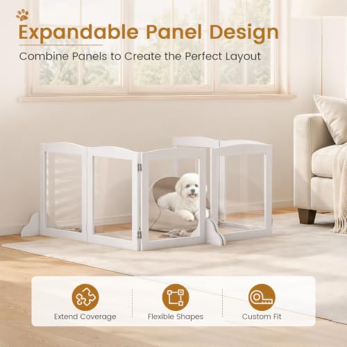 Snughome Clear Freestanding Dog Gate Indoor, 23.62’’H Acrylic Transparent Pet Gate for Dogs & Puppies, Foldable No Drill Pet Barrier, Adjustable Room Divider Fence for Doorway, Stairs, 3 Panel - size: 3 Panel-23.62" H