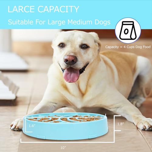 WHIPPY Slow Feeder Anti-Choking Maze Bowl - Anti-Slip Interactive Puzzle Feeder for Large Medium Dogs, Blue - color: blue