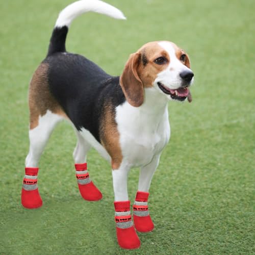 Anti Slip Dog Socks Boots, Dog Shoes for Paw Protection, Red, 16.5-27.5 lb - color: Red, size: 16.5-27.5 lb