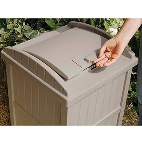 Suncast 33 Gallon Trash Hideaway Easy Assembly Durable Plastic Garbage Container with Wood Look Design, 1 Beige and Brown (2 Pack) - color: Beige/Brown, size: 2 Pack