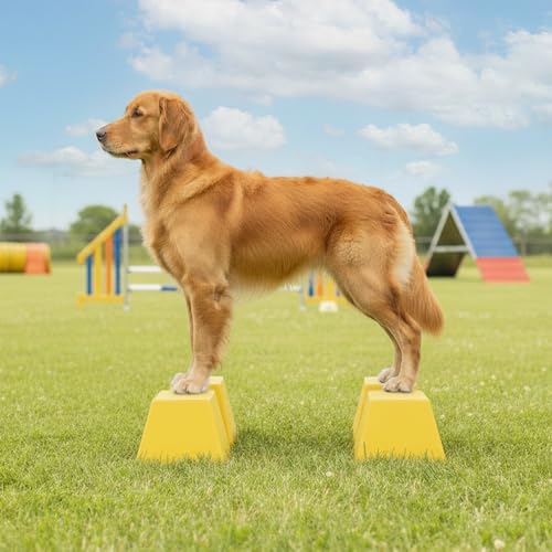 Stacking Blocks for Dog Shows, Professional Dog Stacking Training Platform, Show Ring Feet Position Trainer, Non Slip Stable Base, Breed Stance Support (Yellow) - color: Yellow
