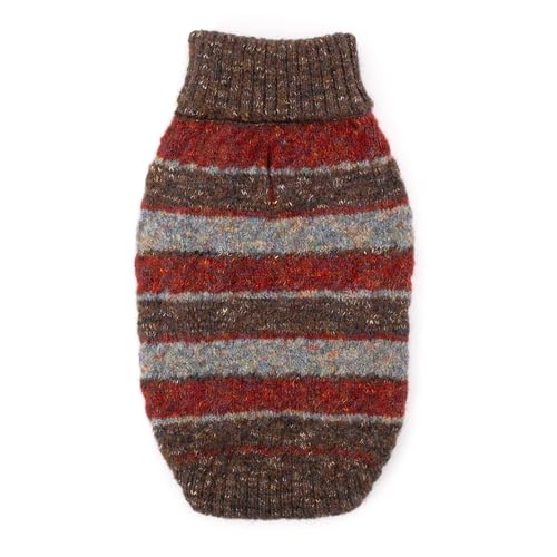 THE WORTHY DOG Striped Sleeveless Dog Sweater – Warm Pullover Dog Clothes with Leash Opening, Stretch Knit & High-Cut Belly - Burgundy, Small - color: Tweed Stripe Turtleneck - Burgundy, size: Small
