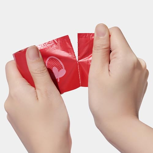 VETRESKA Strawberry Scented Dog Poop Bags, Leak Proof, Extra Thick and Large Pet Waste Bags for Dogs Walking and Cat Litter, 20 Refill Rolls, 300 Bags, Red - size: 1 Count (Pack of 300), style: Strawberry