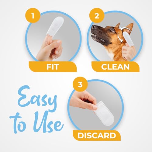 Dog Ear Cleaner Wipes - Finger Ear Wipes for Dogs & Cats with Otic Cleaning Solution, Sooths and Deodorizes. Pet Ear Relief - 50 Count, White