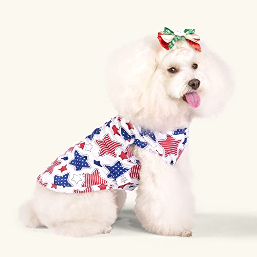 CuteBone Dog Shirts 2-Pack Soft Pet Clothes Breathable Summer Vest for Small Puppy and Stretchy Cat Apparel - color: Stars&map, size: Medium