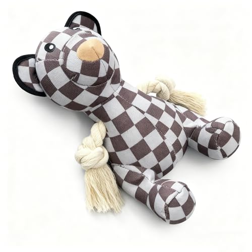 Indestructible Bear Dog Rope Toy with Rope for Aggressive Chewers, Tug of War Dog Toy Durable Chew-Resistant Interactive Ball for All Breeds (Grey Bear) - color: Grey Bear