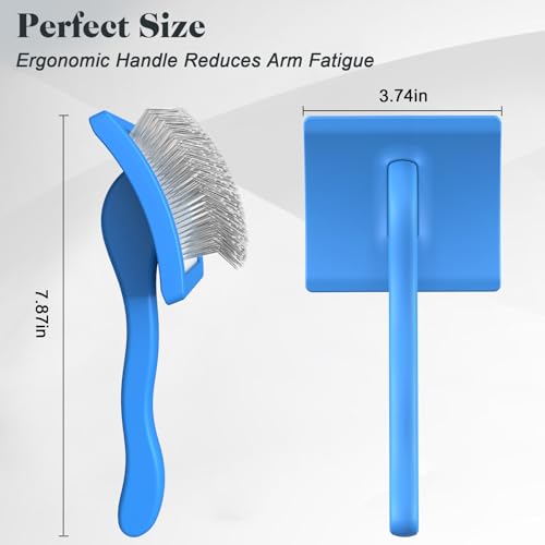 2PCS Slicker Brush for Dogs & Pet Comb,Professional Dog Grooming Brush (Goldendoodles,Poodles,Labradoodles) with Extra Long Pins to Effectively Remove Tangles, Knots and Mats (Blue, Gentle Large) - color: Blue, size: Gentle Large