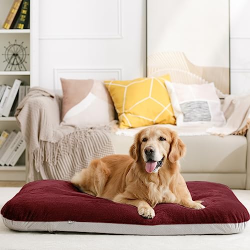 Magic Dog Super Soft Medium Dog Bed, 32 Inch Orthopedic Foam Pet Bed with Anti Slip Bottom, Removable Washable Cover, Burgundy - color: Burgundy, size: 32.0"L x 24.0"W x 3.0"Th