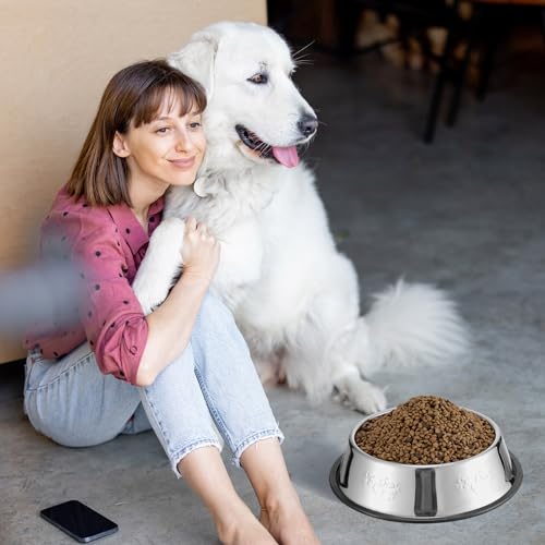 Tanlade 8 Pack Stainless Steel Dog Bowls Metal with Rubber Base Non-Slip Pets Puppy Cats Feeding Food and Water Bowls Dishwasher-Safe for Indoor Small Medium Large Dogs Cats Kitten Rabbit(47.3 oz) - size: 47.3 oz