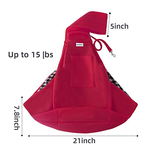 FDJASGY Small Pet Sling Carrier-Hands Free Reversible Pet Papoose Bag Tote Bag with a Pocket Safety Belt Dog Cat for Outdoor Travel (Red) - color: Red