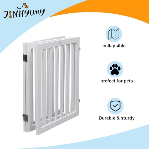Dog Gate Wooden Freestanding Pet Gate3 Panel 23.6" Height White Indoor Dog Fences,House Gate for Doorways & Stairs
