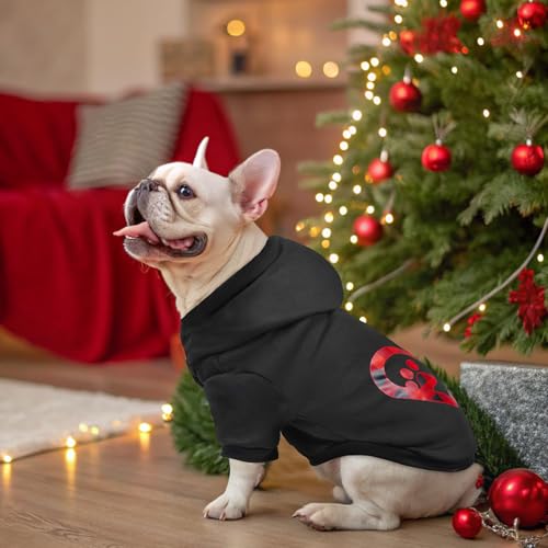SCENEREAL Valentine Dog Hoodie Sweaters with Leash Hole, Warm & Soft Fleece Dog Sweater & Sweatshirt for Small Medium Large Dogs, Pets Clothes Cold Weather Costume, Heart Print M - color: Black (Heart Print), size: Medium