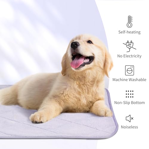 NWK Fluffy Self Warming Cat Mat, Cat Blanket, Thermal Dog Mat, Washable, Non-Slip Bottom for Sofa & Crate & Kennel & Car Seat (Purple, Large (35'' X 23'' X 0.4'')) - color: Purple, size: Large (35'' X 23'' X 0.4'')