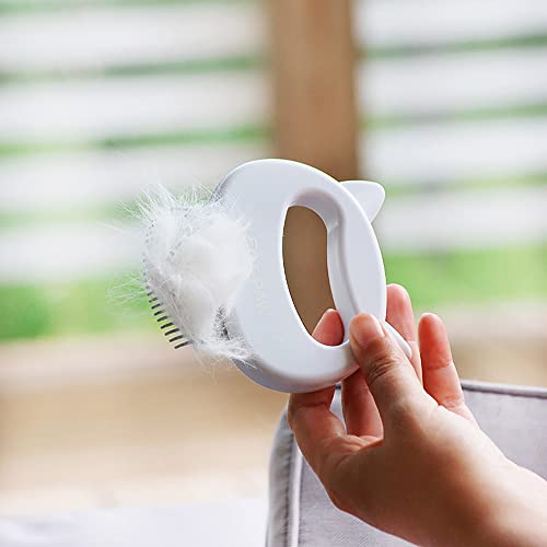 Leo's Paw The Original Pet Hair Removal Massaging Shell Comb Soft Deshedding Brush Grooming and Shedding Matted Fur Remover Dematting tool for Long and Short Hair Cat Dog Puppy Bunny (White) - color: White
