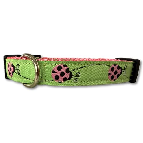 XS 9-13 Inch Dog Collar Ladybug Pattern 5/8 Inch Width Adjustable Puppy Collar Durable Nylon Small Dog Collar - size: Small 9-13"
