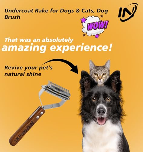 Large 2-Sided Undercoat Rake for Dogs & Cats, Dog Brush for Shedding Remove Mats, Dematting Comb, Safe & Gentle Grooming Brush for German Shepherd Medium to Long 2-Sided Dematting Comb - size: 2-Sided Dematting Comb
