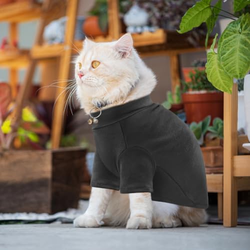 Idepet Sphynx Cats Sweater 2 Pack,Turtleneck Hairless Cat Shirt Soft and Warm Kitten Clothes with Sleeves Pullover Pet Winter Pajamas Jumpsuit for Cat Puppy (Black&Purple, Medium) - color: Black&Purple, size: Medium