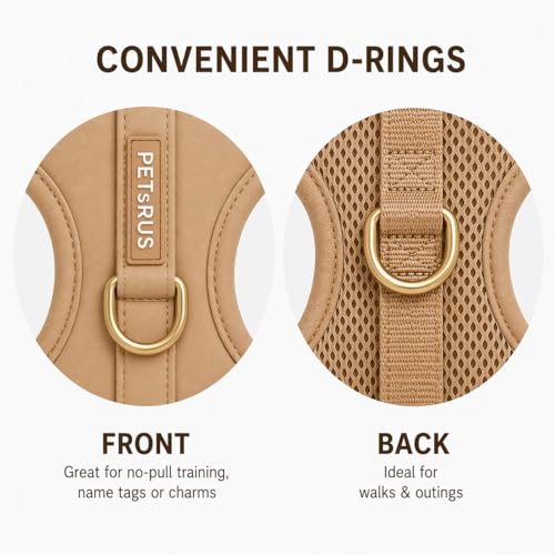 Premium No-Pull Dog Harness Soft Neoprene & Breathable Mesh Vest with Front & Back Clip D-Rings Adjustable Lightweight Walking Harness for Puppies, Small & Medium Dogs (Beige, XXS) - color: Beige, size: XXS: Neck=9.1-13'', Chest=10.6-14.6''