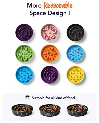 LE TAUCI PET Ceramic Slow Feeder Dog Bowl - 3 Cup Puzzle Maze for Medium & Large Breeds, Puppies & Fast Eaters, Pet Food Dish Black - color: Black, size: L-3 Cups