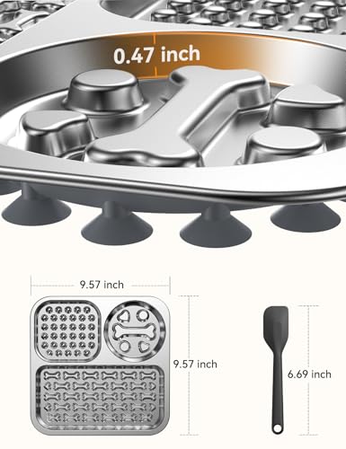 Stainless Steel Lick Mat for Dogs and Cats - FEELNEEDY Large Licking Pad with Suction Cups, Chew-Proof, Non-Slip Pet Licky Mat for Boredom Reducer and Anxiety Relief, Easy to Clean (1Pack)
