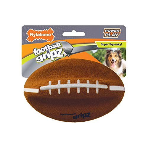 Nylabone Power Play Felt Football Gripz Fetch Toy, Squeaky Ball Chew Toy for Dogs, Medium (1 Count) - size: Medium