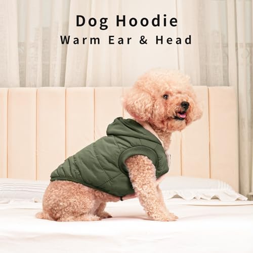 Vecomfy Fleece Lining Extra Warm Dog Hoodie in Winter,Small Dog Jacket Puppy Coats with Hooded Green XS - color: Green, size: X-Small (Pack of 1)