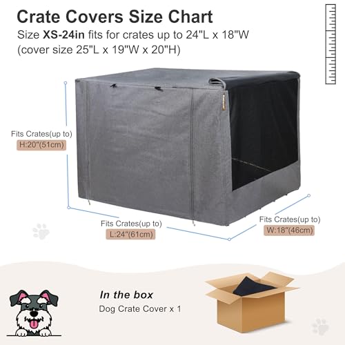HiCaptain Breathable Dog Crate Cover 24 Inch, Durable Heavy Duty Kennel Cover, Dual Zippered Panels, Windproof Waterproof UV-Resistant(Grey) - color: Grey, size: 24.0"L x 18.0"W x 20.0"H