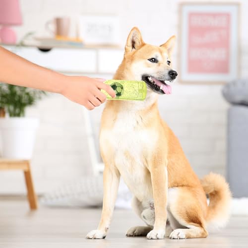 Soulchen 4 Pcs Water Bottle Dog for Aggressive Chewers Cute Squeaky Toys with Ball Inside Interactive Fetch Training Floating Rubber for Teething, Durable Bottle for Small Medium Large Dogs