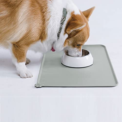 AUDWUD Silicone Waterproof Pet Feeding Mats,Anti Slip Bowl Pad, Dog Mat for Food and Water - color: Mist, size: 18.5" x 11.5"