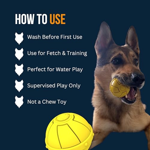 Fenrir - Dog Ball - High Bouncing Yellow Rubber for Fetch & Recall - 2.5 Inch Durable Floating Dog Toy - Water Retrievable Interactive Ball for All Breeds (Medium)