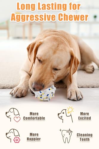 Moonorange 2.36'' Dog Balls for Dogs Aggressive Chewers Indestructible Tennis Durable Bouncy Interactive Dog Toy Balls for Fetch Game Floating Training(White Medium) - color: White-Medium