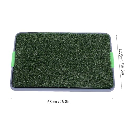 HEEPDD Artificial Grass Puppy Pee Pad Large Size Green 3 Layers Reusable Dog Potty Grass Training Pad for Indoor, Washable Dog Toilet with Drainage Tray for Apartment Balcony (68x42.5cm/26.8x16.5in