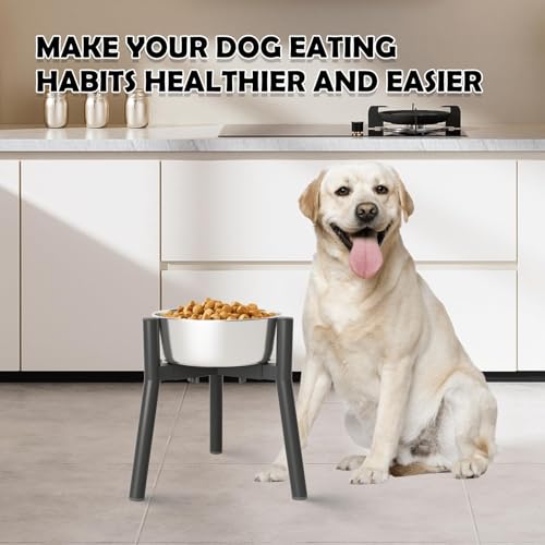 SHAINFUN Raised Dog Bowl Stand for Large Dogs with Tray, Adjustable Width 7 to 10.6", Elevated Tall Food Water Stand (Bowl Not Included) - color: Black-MR, size: Height: 11", Width: 7-10.6"