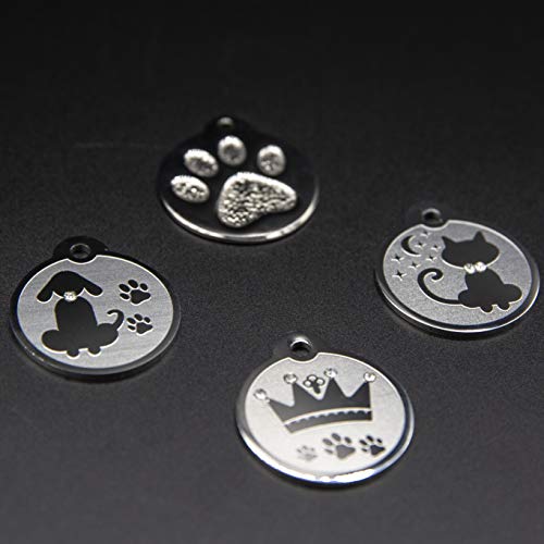 Designer Custom Engraved Stainless Steel Pet ID Tags - Engraved Personalized Identification Durable & Long Lasting Dog Tags, Cat Tags