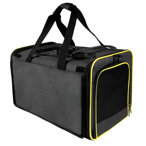GAPZER Cat Carriers for Large Cats 20 lbs+ Soft Pet Carrier for Small Dog/Durable 2 Kitty Travel Bag/Medium Big Cats Puppy 15 Pounds/Softside Cat Carrier Large - color: Black-Yellow