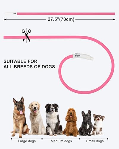 Joytale Light Up Dog Collar, Rechargeable Rainproof LED Collar for Night Walking Safety, Soft Silicone Glow in The Dark, Suitable for Small Medium Large Dogs, HotPink - color: Pink