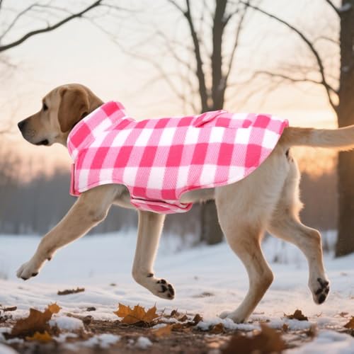 ASENKU Dog Winter Coat, Fleece Doggie Jacket Plaid Reversible Vest Waterproof Windproof Cold Weather Clothes for Small Medium Large Dogs (M, Pink) - color: Pink, size: Medium